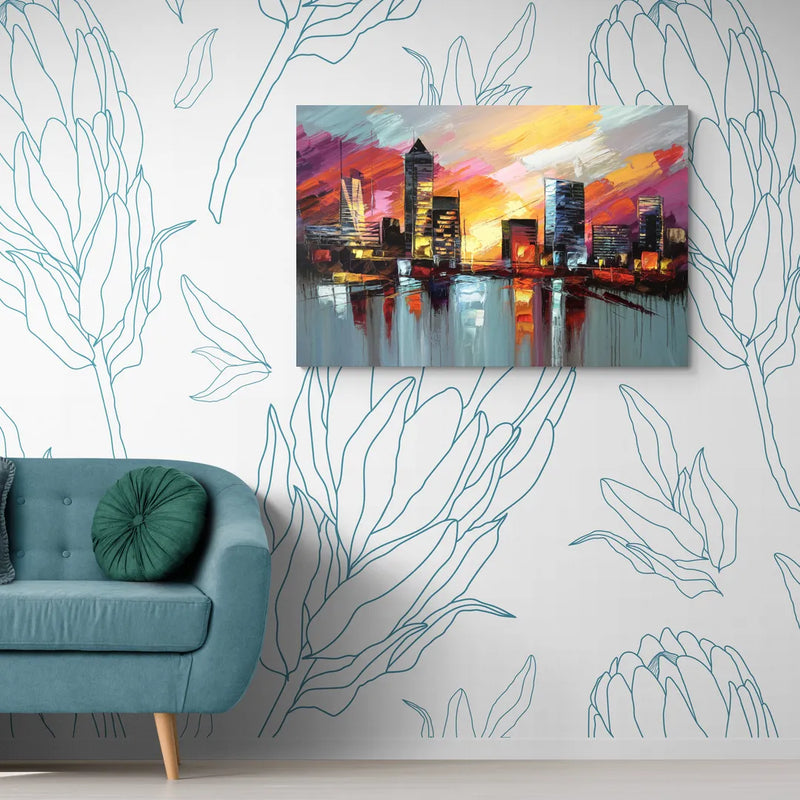 Birmingham Sunset Skyline - Canvas Wall Art Living Room