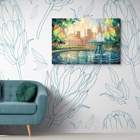 Kansas City Fountains And Parks - Canvas Wall Art Living Room