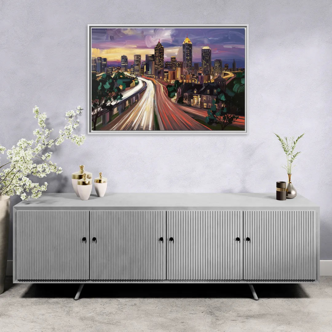 Atlanta Historic Neighborhoods - Living Room White Frame Canvas