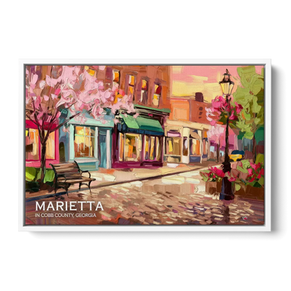 Marietta Cobb County Scenes - White Frame Canvas