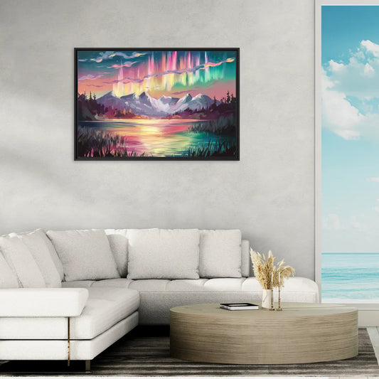 Aurora Sunset Glow - Living Room Black Frame Canvas
