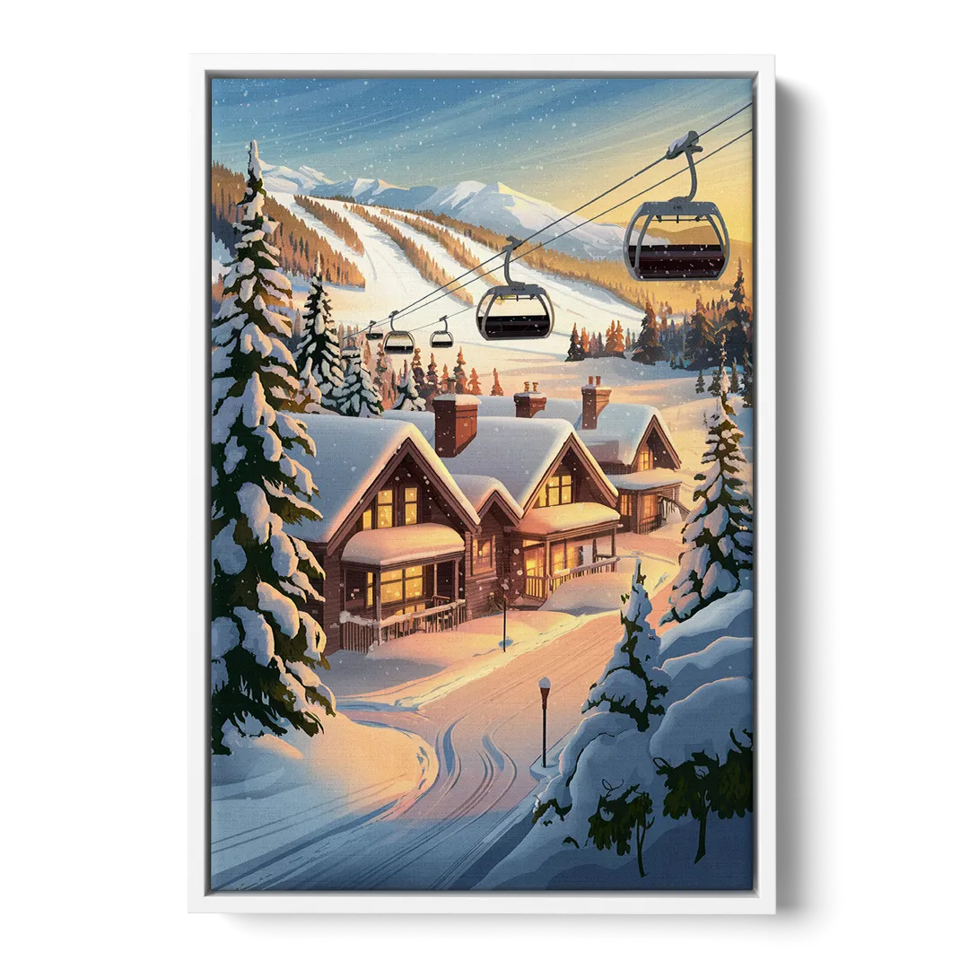 Park City Snowy Landscape - White Frame Canvas