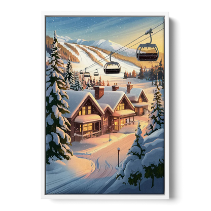Park City Snowy Landscape - White Frame Canvas