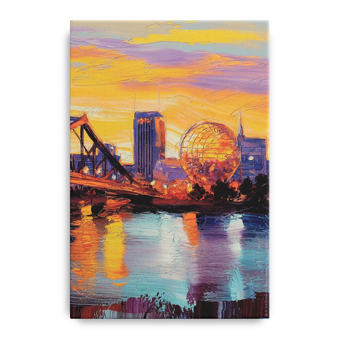 Knoxville Skyline Sunset - Canvas Wall Art