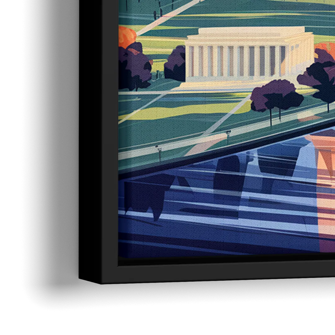 Washington Dc Aerial View - Close-Up Black Frame Canvas