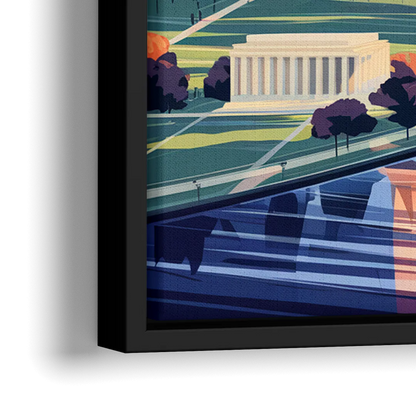 Washington Dc Aerial View - Close-Up Black Frame Canvas
