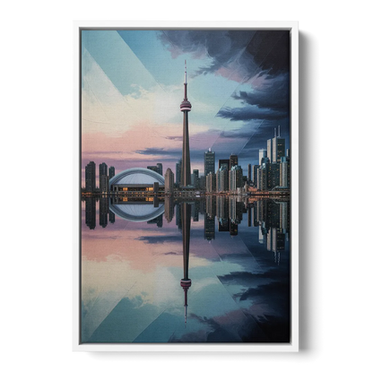 Toronto Cityscape Panorama - White Frame Canvas