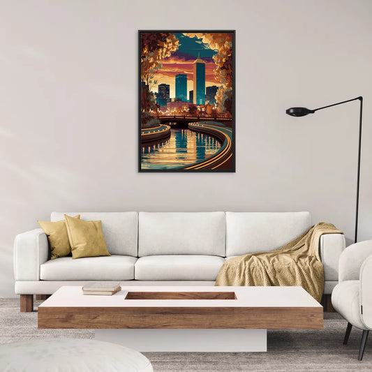 Oklahoma City Scenic Views - Living Room Black Frame Canvas