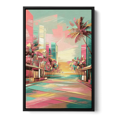 Miami Beach Vibes - Black Frame Canvas