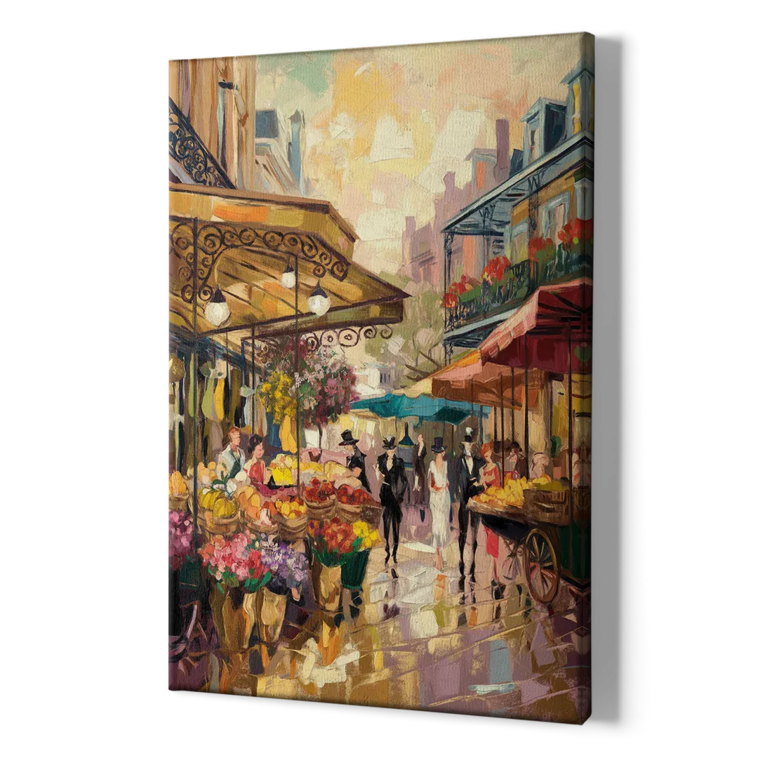New Orleans French Market Charm - Canvas Print Art Sides
