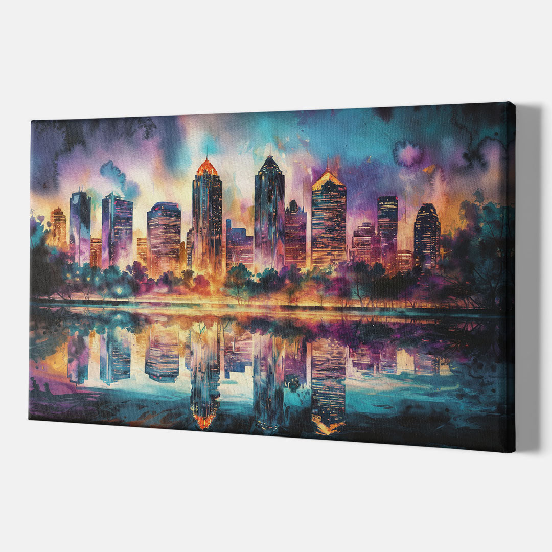 Atlanta Skyline With Reflection - Canvas Wall Art Indoor