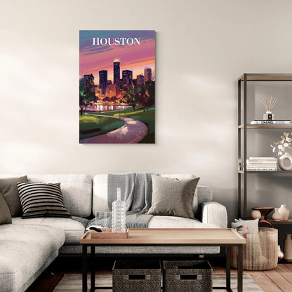 Houston Downtown Vibes - Canvas Wall Art Living Room