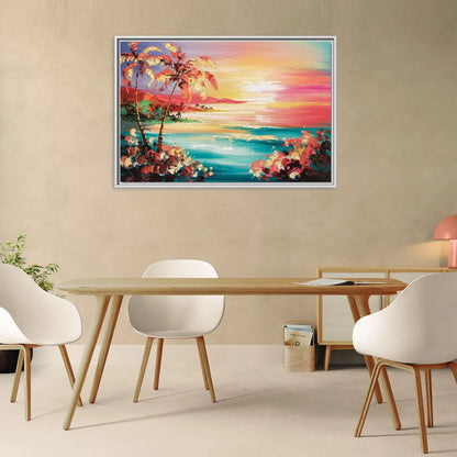 Fort Lauderdale Coastal Sunset - Living Room White Frame Canvas