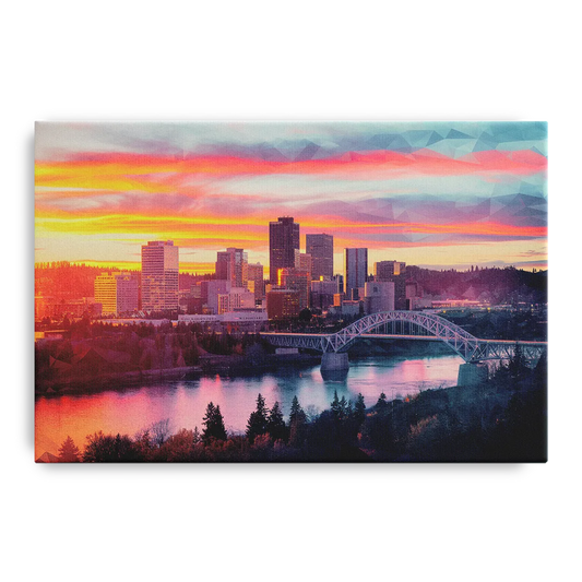Spokane Skyline Sunset - Canvas Wall Art