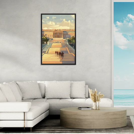 Philadelphia Art Museum Steps - Living Room Black Frame Canvas