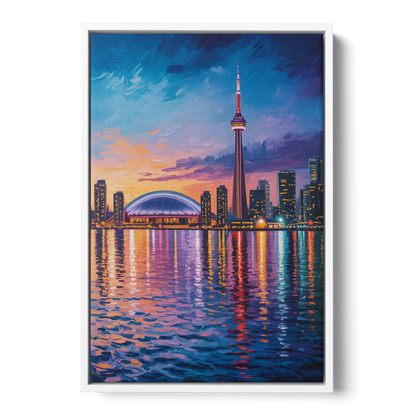 Polson Pier Toronto View - White Frame Canvas