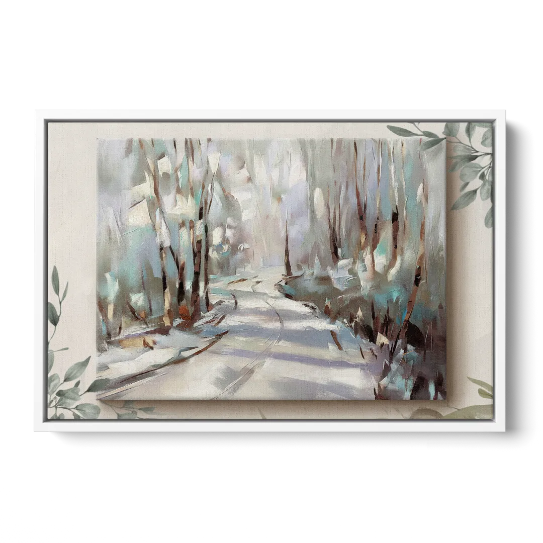 Sitka Tree Lined Trails - White Frame Canvas