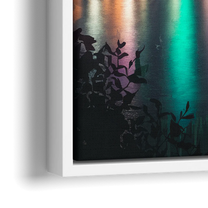 Orlando Downtown Night Lights - Close-Up White Frame Canvas
