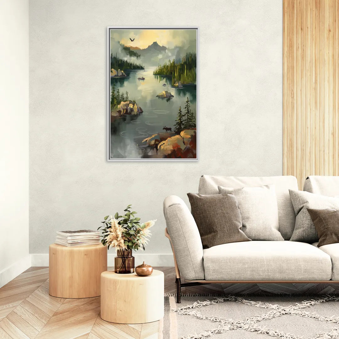 Sitka Wilderness Escape - Living Room White Frame Canvas