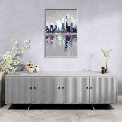Mobile Abstract Cityscape - Living Room White Frame Canvas
