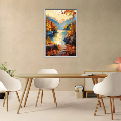 Bar Harbor Fall Foliage Views - Living Room White Frame Canvas