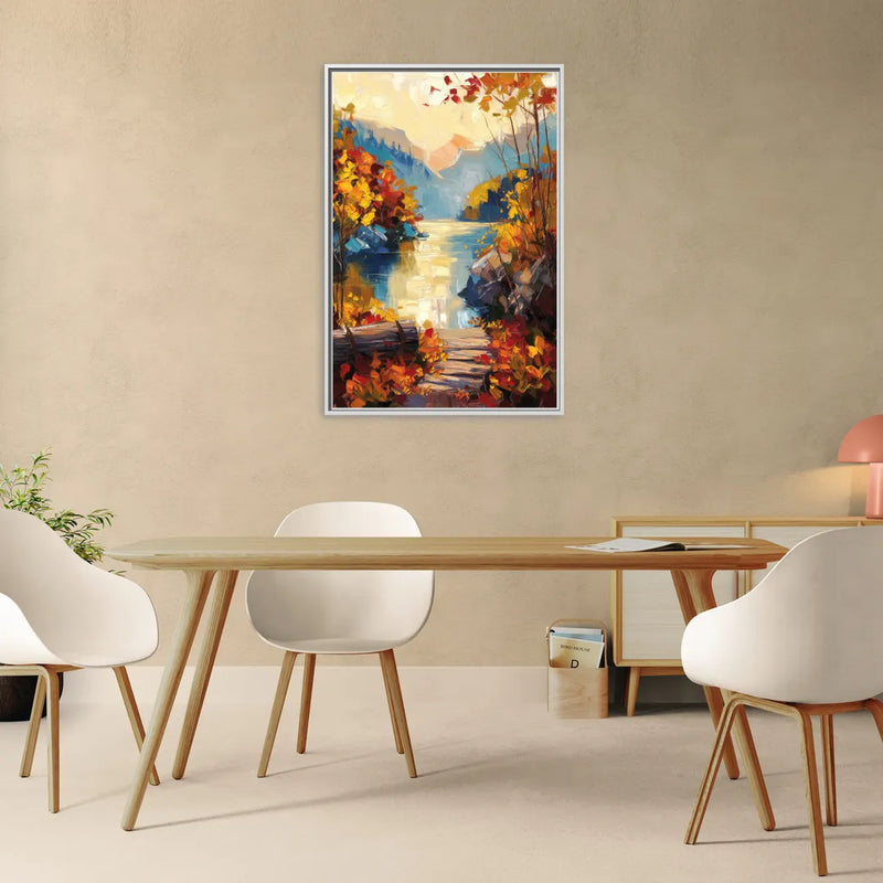 Bar Harbor Fall Foliage Views - Living Room White Frame Canvas