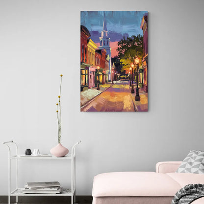 Burlington Historic Downtown - Canvas Wall Art Living Room