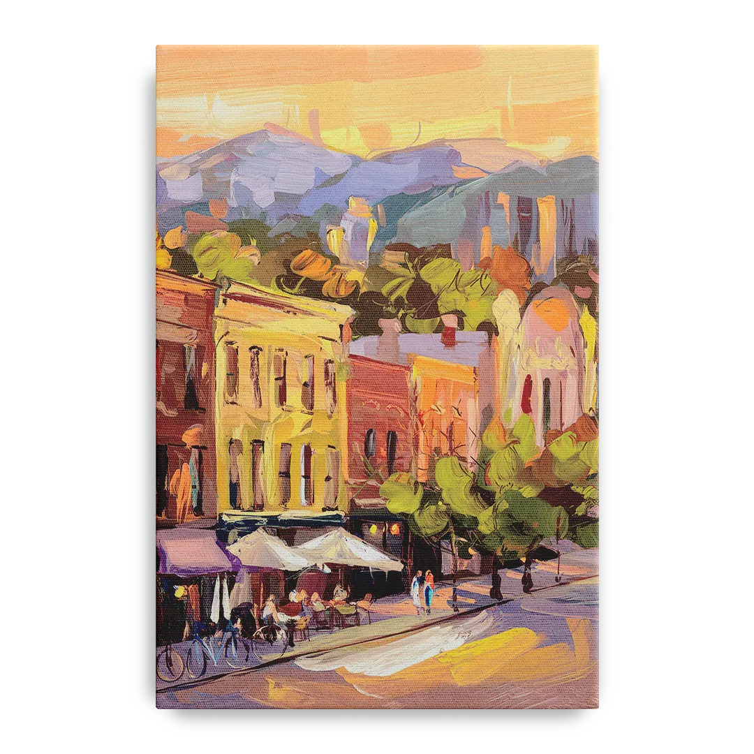 Asheville Downtown Landmarks - Canvas Wall Art