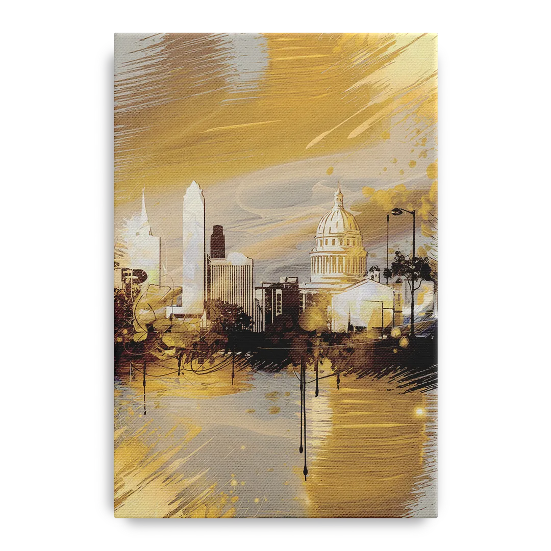 Lincoln Downtown Streetscape - Canvas Wall Art
