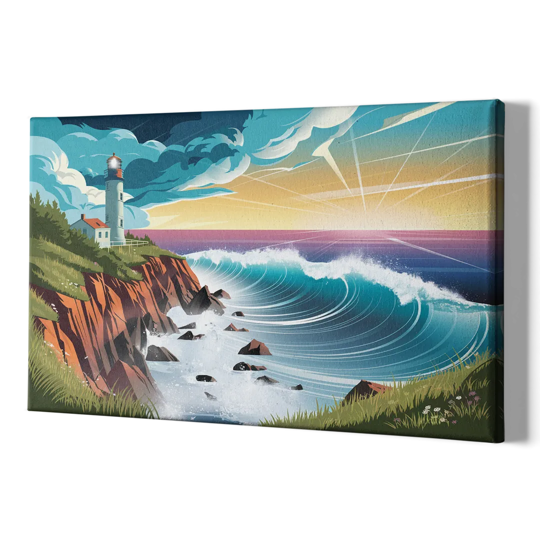 Seaside Lighthouse View - Canvas Print Art Sides