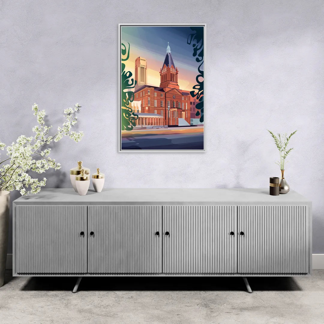 Fort Wayne Historic Landmarks - Living Room White Frame Canvas