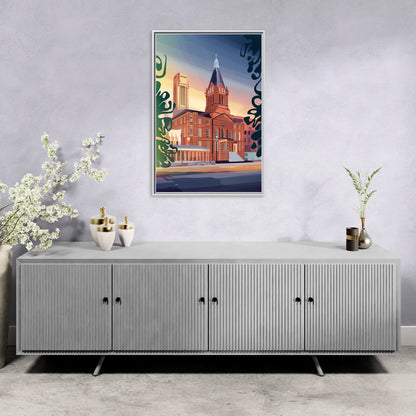 Fort Wayne Historic Landmarks - Living Room White Frame Canvas