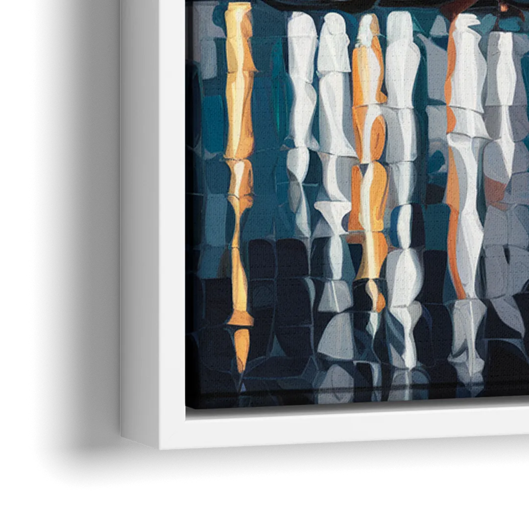 Seattle Waterfront at Twilight - Close-Up White Frame Canvas