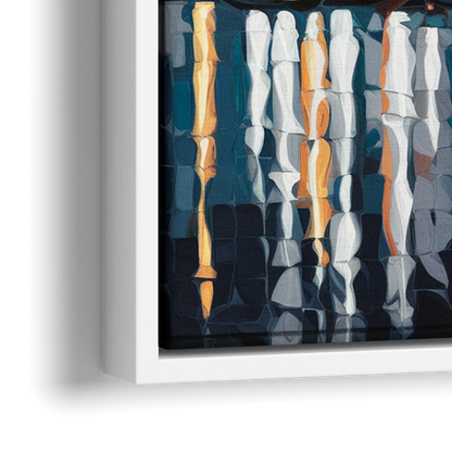 Seattle Waterfront at Twilight - Close-Up White Frame Canvas