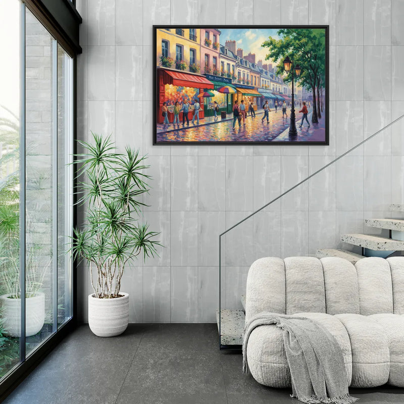 Rue Saint Paul Vibes - Living Room Black Frame Canvas