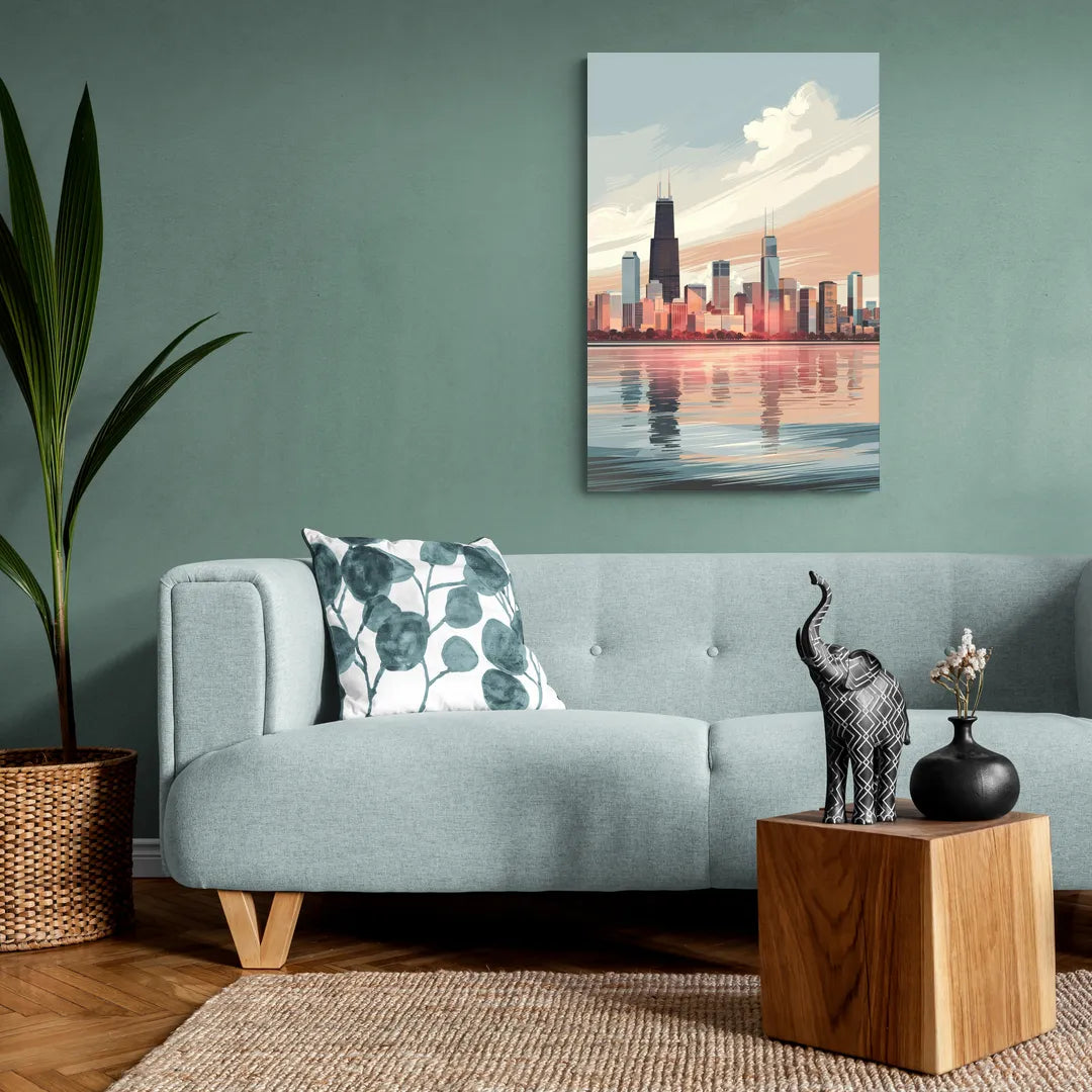 Chicago Skyline from Lake Michigan - Canvas Wall Art Living Room