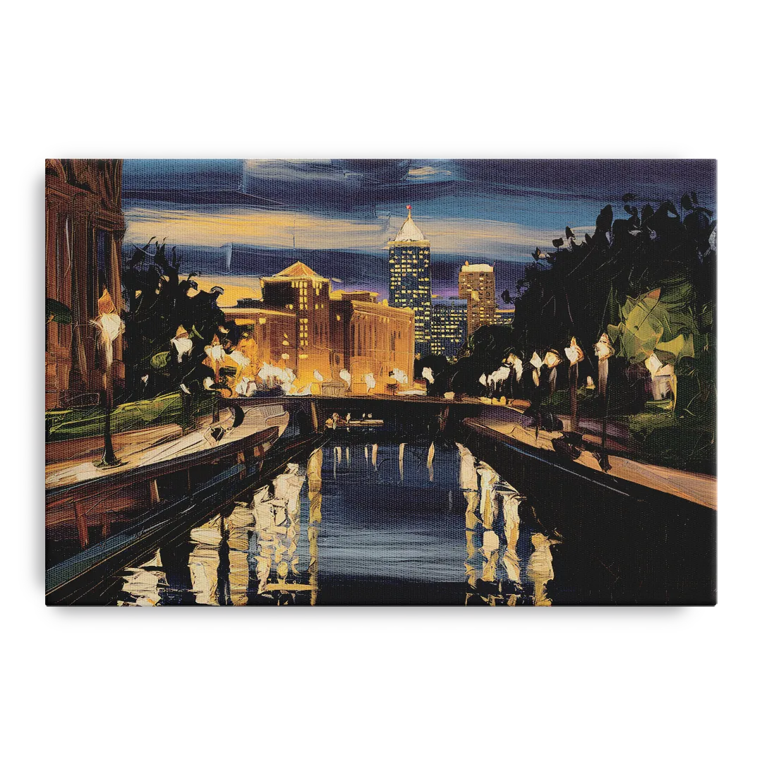Indianapolis Canal Walk View - Canvas Wall Art