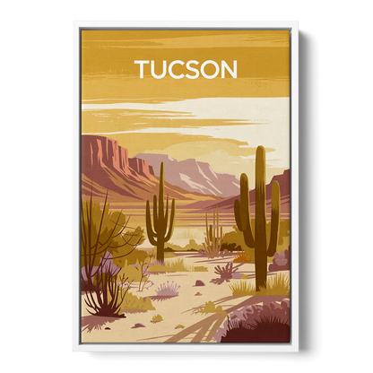 Tucson Mountain Views - White Frame Canvas