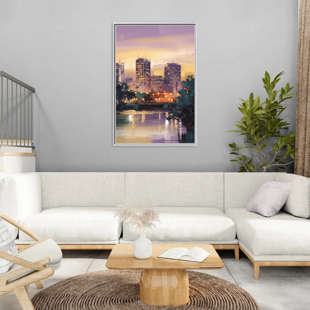 Providence Downtown Horizon - Living Room White Frame Canvas