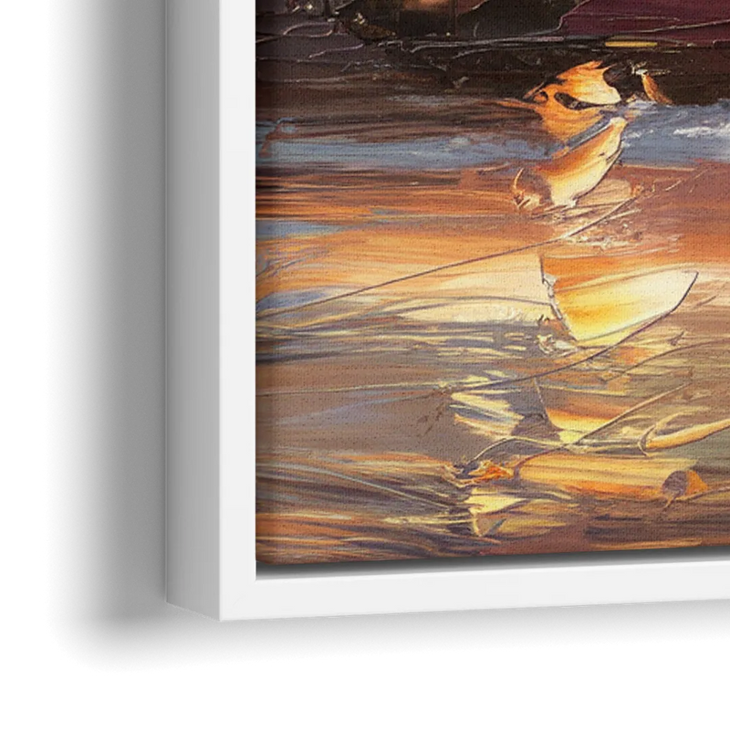 Little Rock Skyline at Sunset - Close-Up White Frame Canvas