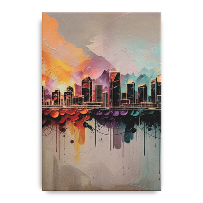 Denver Artistic Skyline - Canvas Wall Art