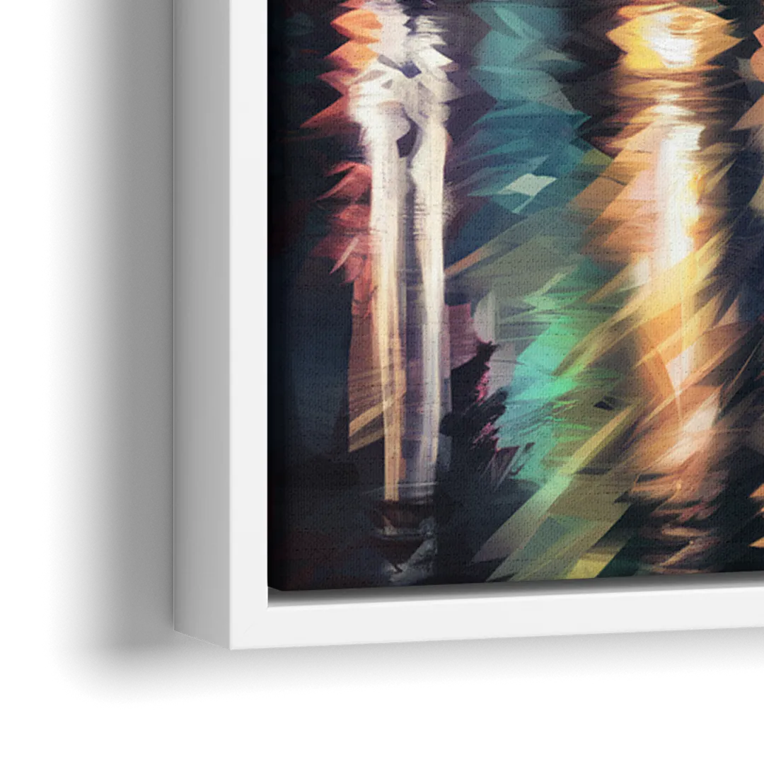 Nashville Cityscape at Night - Close-Up White Frame Canvas