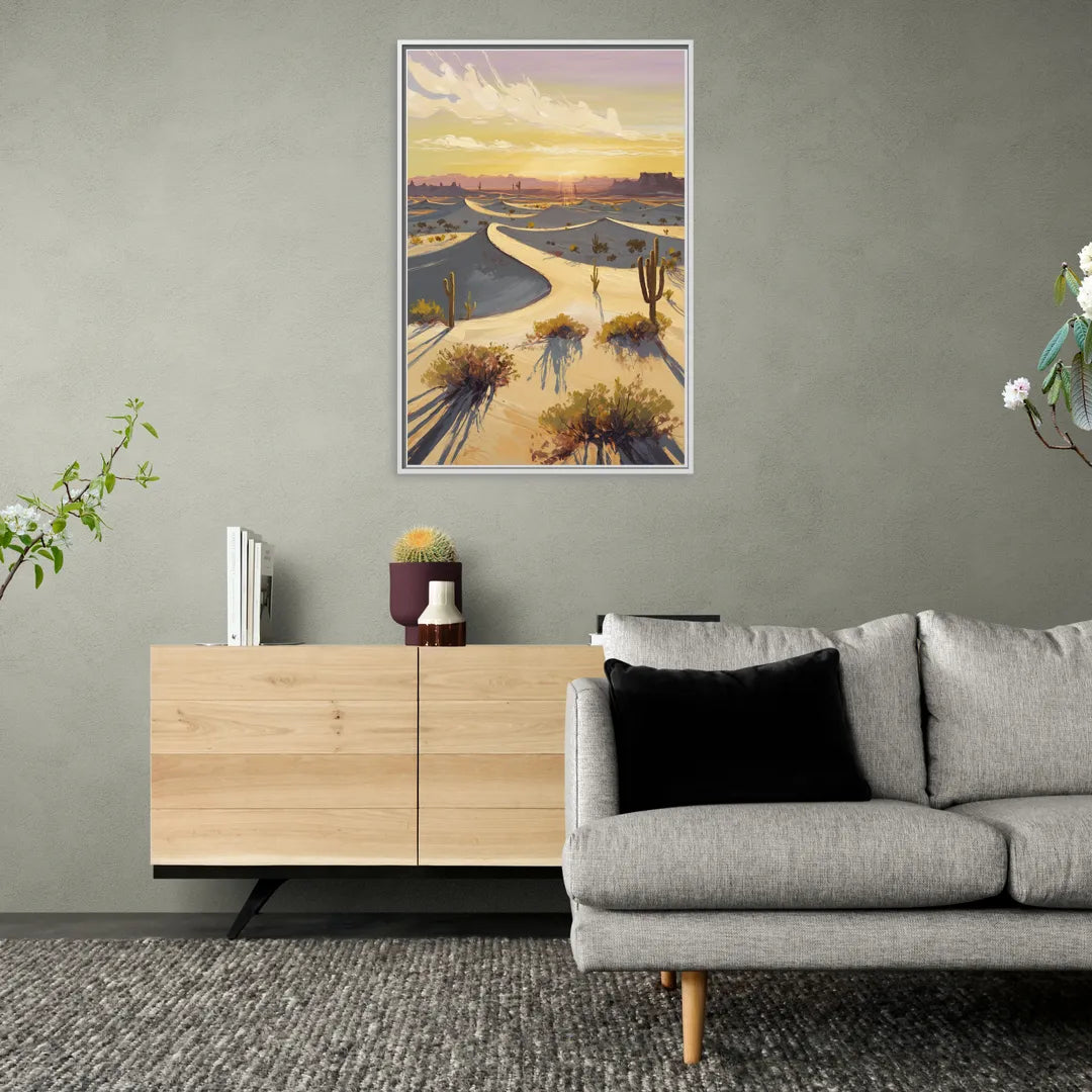 Bisbee Desert Sunrise - Living Room White Frame Canvas