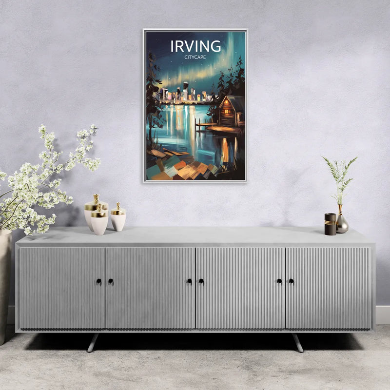 Irving Night Lights - Living Room White Frame Canvas