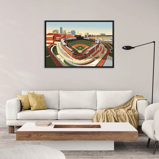 Camden Yards Baseball Stadium - Living Room Black Frame Canvas