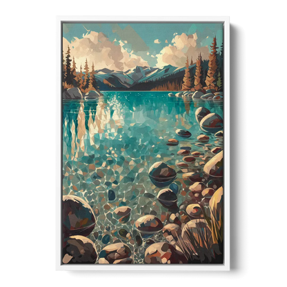 Lake Tahoe Crystal Waterscape - White Frame Canvas