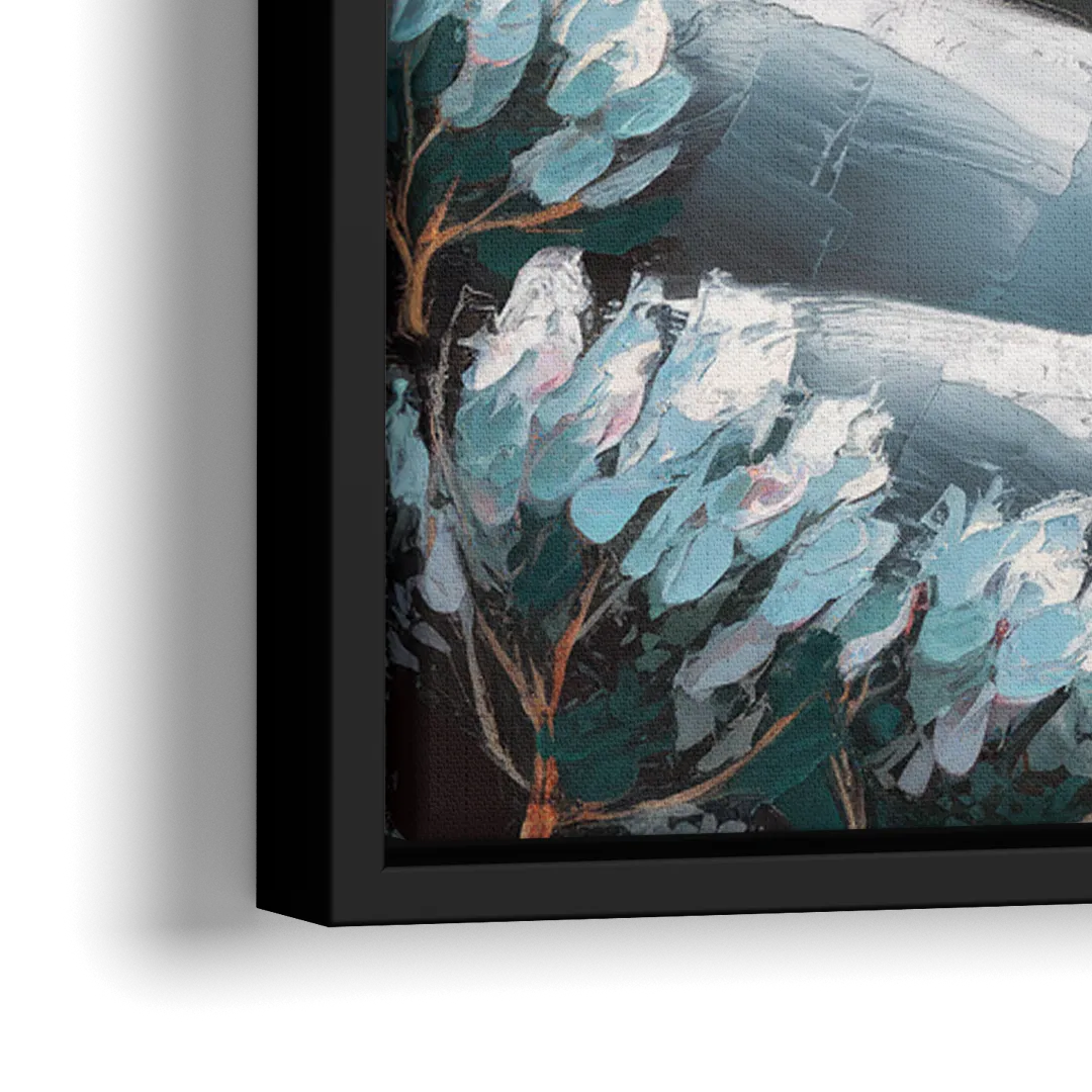 Fort Wayne Winter Wonderland - Close-Up Black Frame Canvas