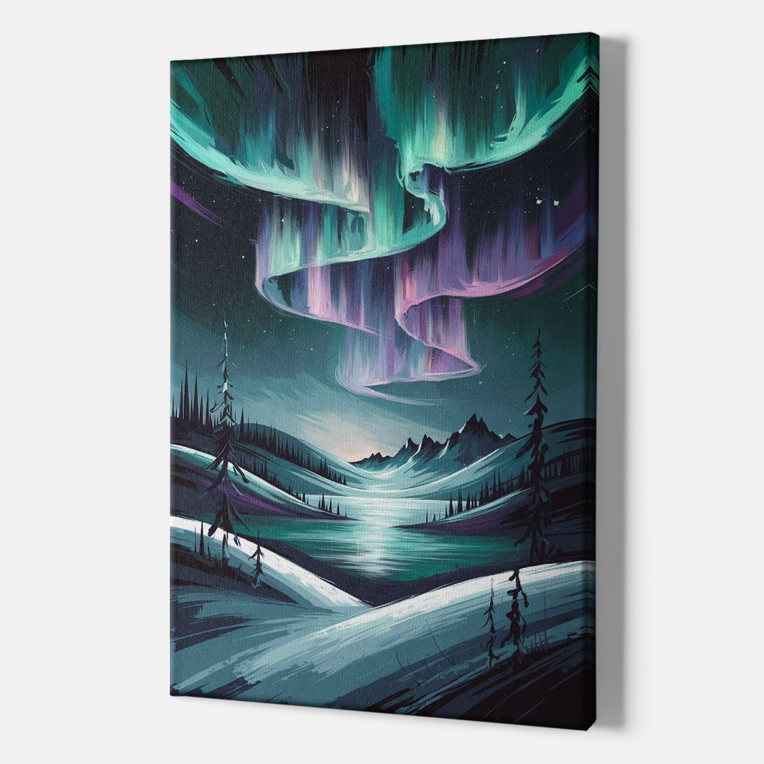 Aurora Skyline Glow - Canvas Wall Art Indoor
