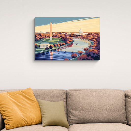 Washington Dc Aerial View - Canvas Wall Art Living Room