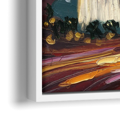 Las Vegas Skyline at Sunset - Close-Up White Frame Canvas